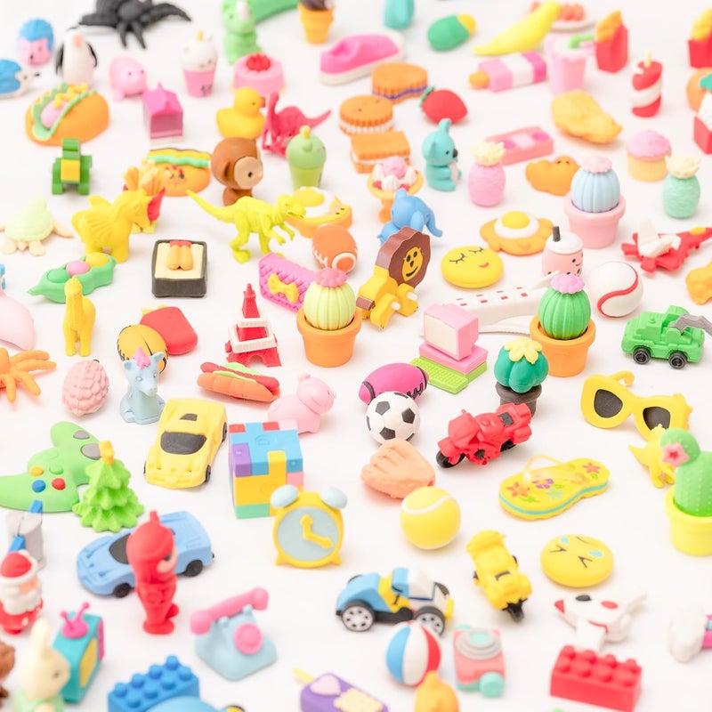 Clock King 210pcs 3D Cute Kids Erasers, Random Desktop Pet Toys Gifts, Classroom Rewards Kids Party Gifts, Various Styles Such as Animals, Food, Plants, Space, Princess, Sports, Halloween, Christmas - Image 4